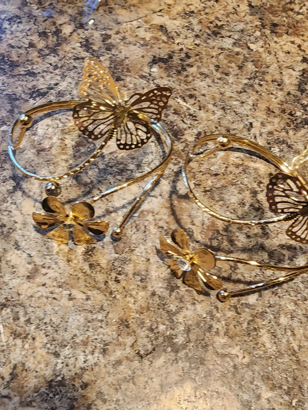 Gold Butterfly & Flower Adjustable Bracelet - Women Accessories